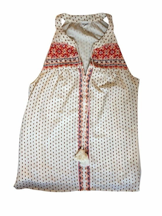 heyson Tops - Embroidered Boho Cream Halter Camisole with Tassel Detail